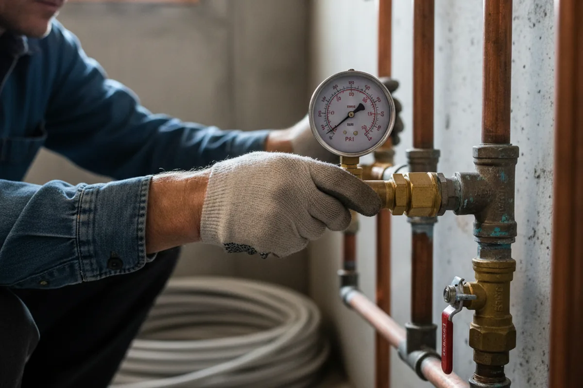 Pressure testing a repaired line during Water Line Repair in Wilkesboro